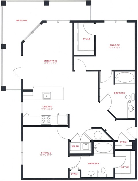M South Apartments B2 Floor Plan
